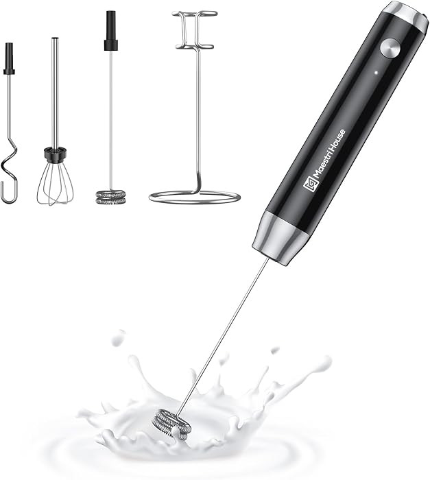 Maestri House Rechargeable Milk Frother with 3 Heads, LunaFro AS Handheld Electric Foam Maker Wat... | Amazon (US)