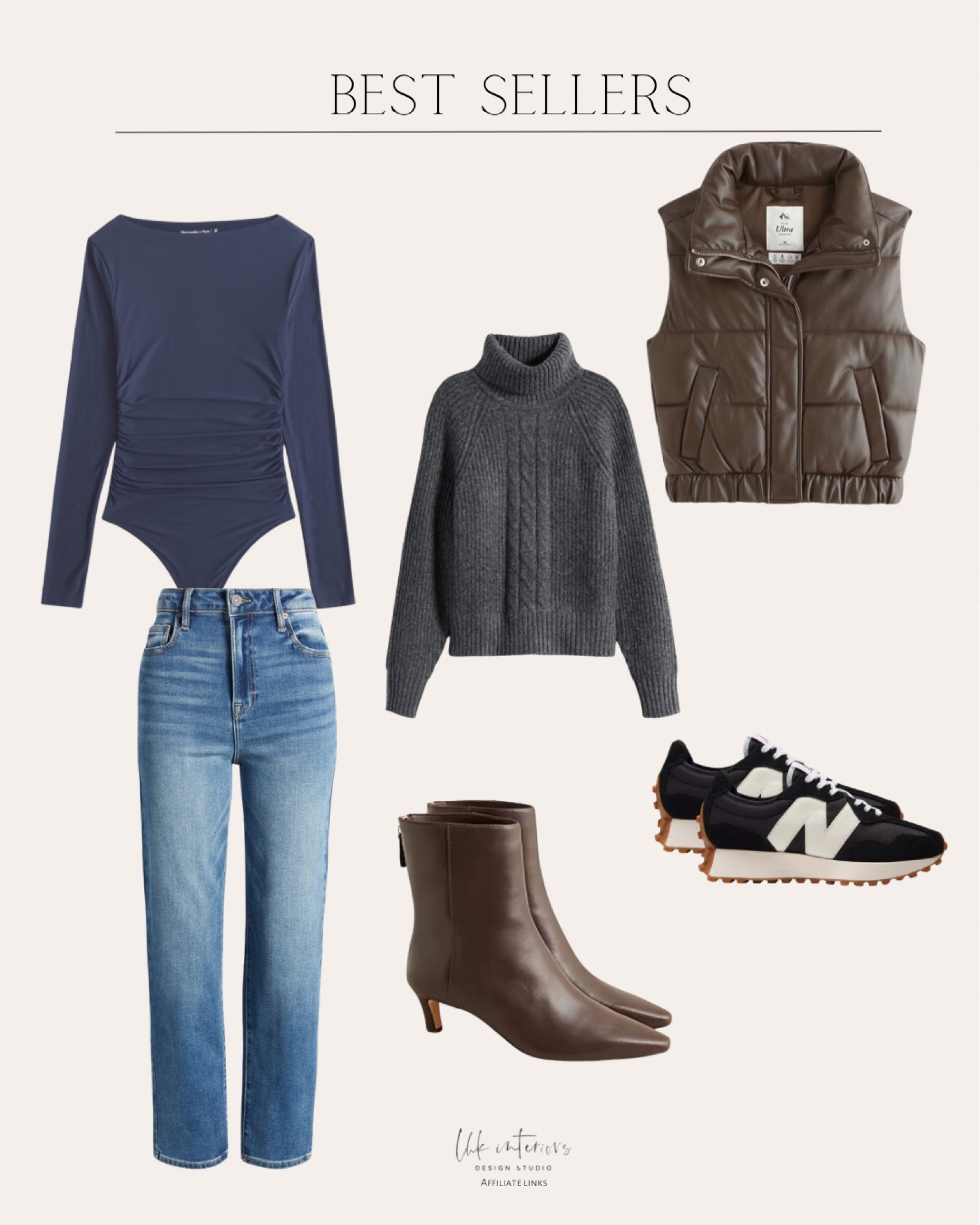 Best Sellers 
Stevie ankle boots in leather / back cutout turtleneck sweater / new balance shoes / Tracey high waisted straight leg jeans / soft matte long sleeve / ultra mini puffer vest 

#LTKstyletip #LTKshoecrush #LTKbeauty