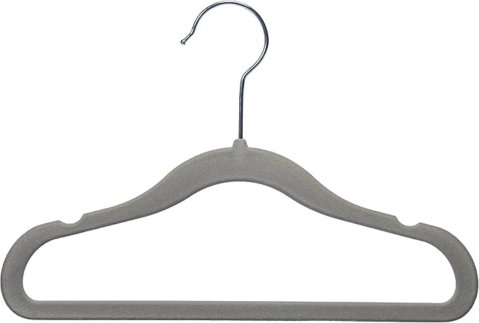 AmazonBasics Kids Velvet Non-Slip Clothes Hangers, 50-Pack, Grey | Amazon (US)