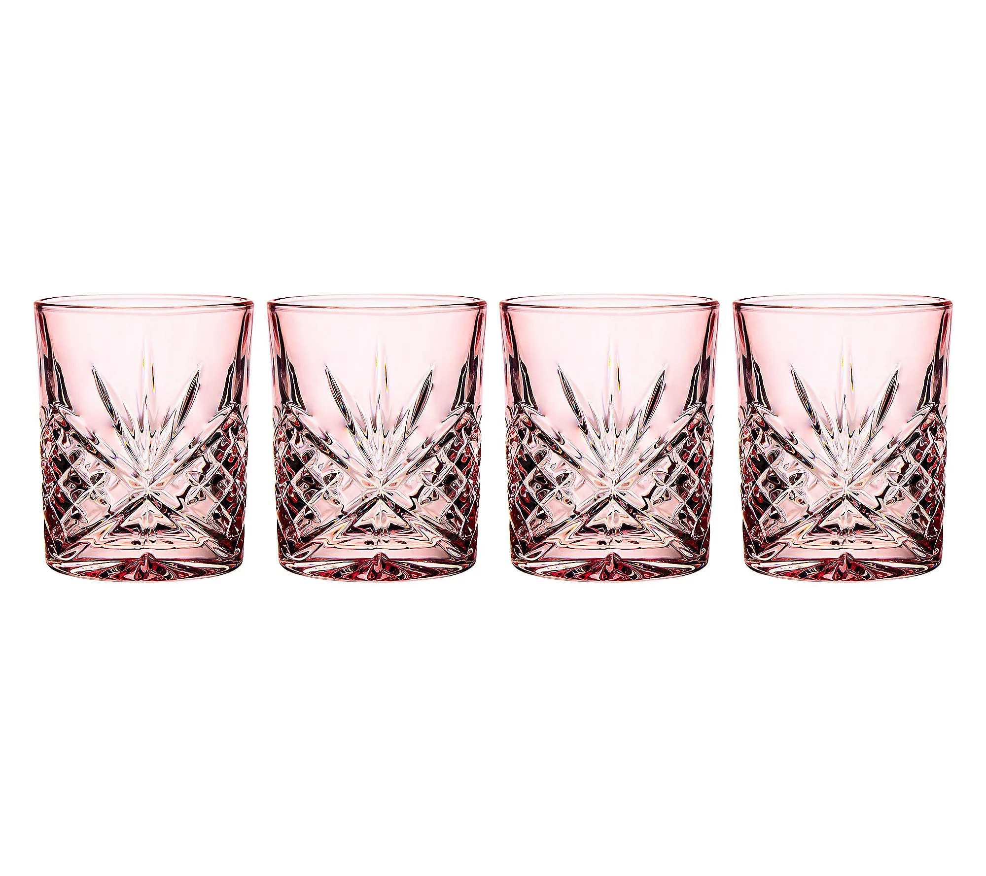 Godinger Dublin Crystal Blush Double Old Fashion Set of 4 | QVC