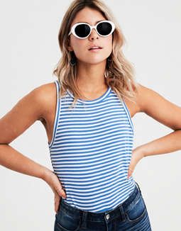 AE High Neck Striped Tank Top | American Eagle Outfitters (US & CA)