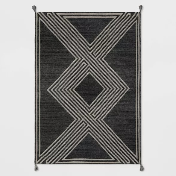Tasseled Outdoor Rug Charcoal - Project 62™ | Target