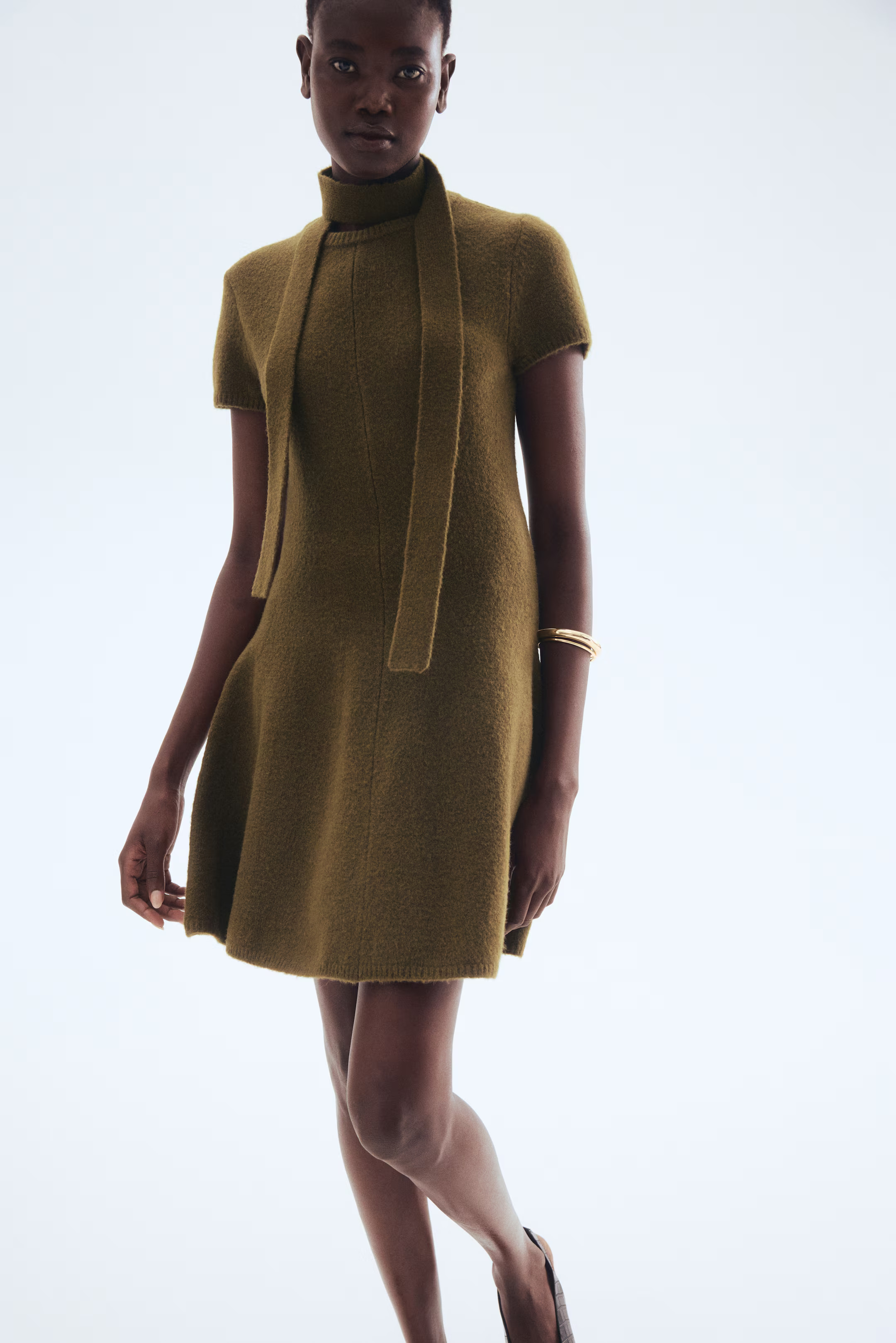 Scarf-detail knitted dress | H&M (UK, MY, IN, SG, PH, TW, HK)