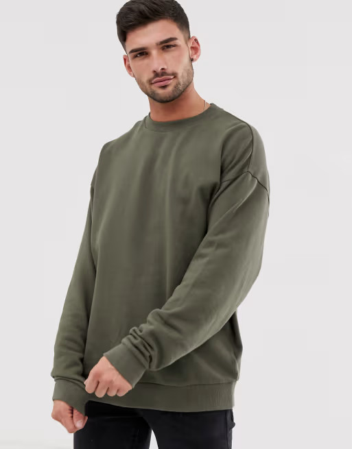 ASOS DESIGN – Oversize-Sweatshirt in Khaki | ASOS DE