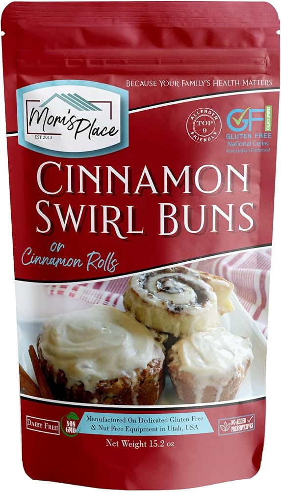 Mom's Place Gluten-Free Cinnamon Swirl Bun or Cinnamon Roll Mix, Vegan, Nut Free, Dairy Free & Soy Free, 15.2 oz | Amazon (US)