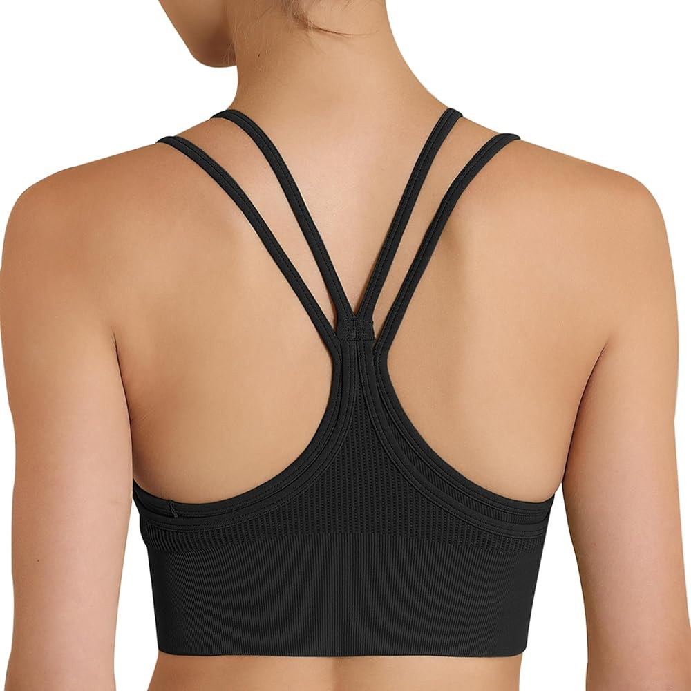 Sports Bras for Women - Padded Racerback Low Impact Longline Thin Strappy Workout Yoga Running Br... | Amazon (US)