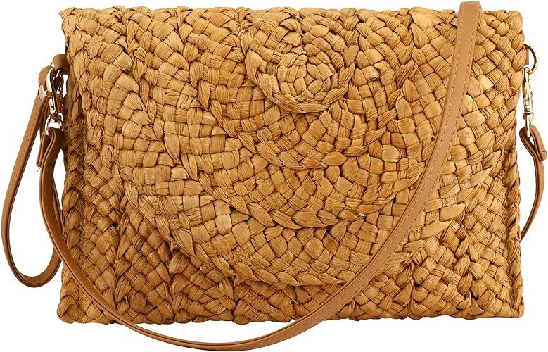 Gets Straw Clutches Beach Bag for Women Summer Crossbody Straw Bag with Bag Strap | Amazon (US)