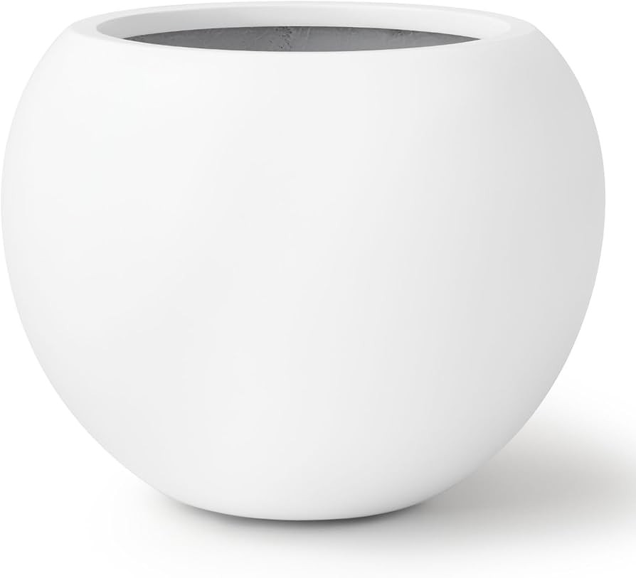 9.7" H x 12" D Premium Globo Fiberstone Round Planter with Drainage Hole, Smooth Finishes, Weathe... | Amazon (US)