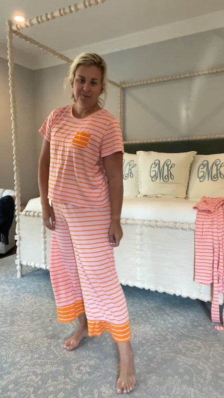 Pajamas you will form a collection of! I have so many different colors and styles and love them all- my girls and JT also have!

Sizing:
I size up to medium (like I do all PJs)
Kaiser wears XS
MC wears XXS
JT wears XL pants!