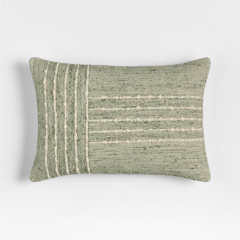 Bozeman Wool Blend 24"x16" Burnt Green Throw Pillow Cover + Reviews | Crate & Barrel | Crate & Barrel
