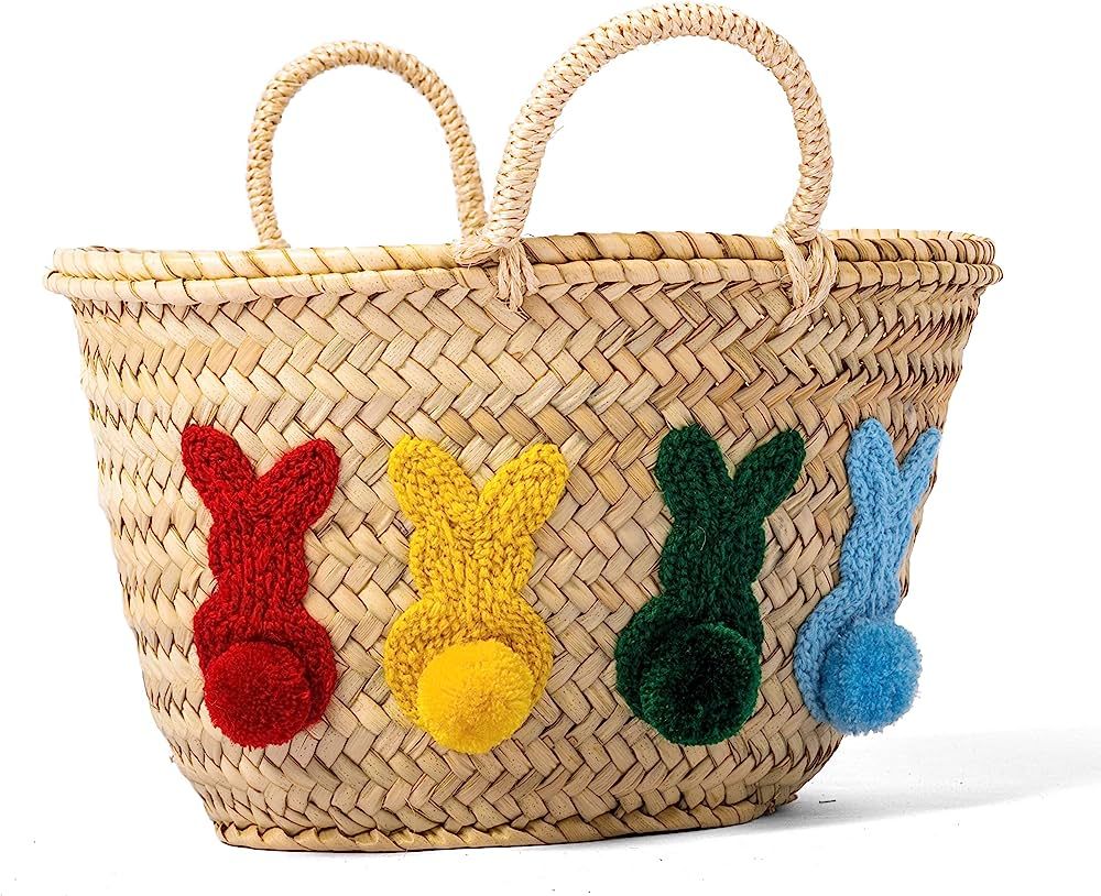 Personalized Easter Basket - Handmade Bunny Baskets with Custom Name, Cute Rabbit and Colorful Po... | Amazon (US)