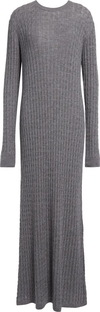 Long Sleeve Cable Knit Wool Merino Wool Sweater Dress | Nordstrom