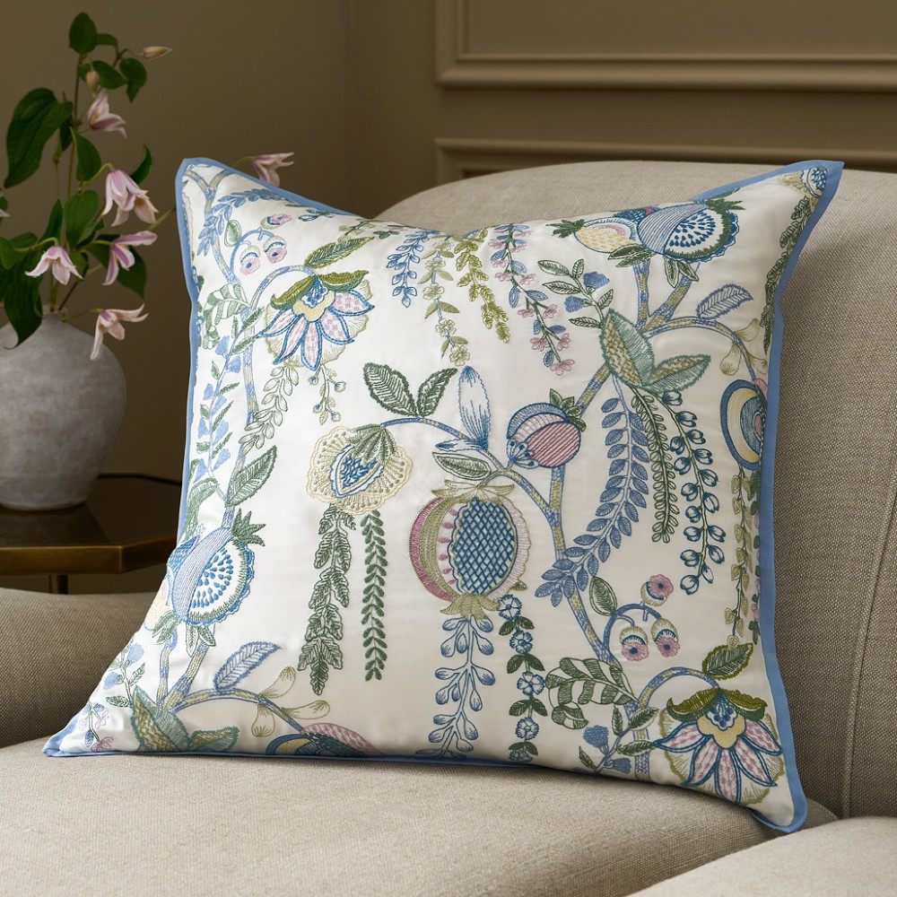Tropical Palampore Embroidered Silk Pillow Cover | Williams-Sonoma