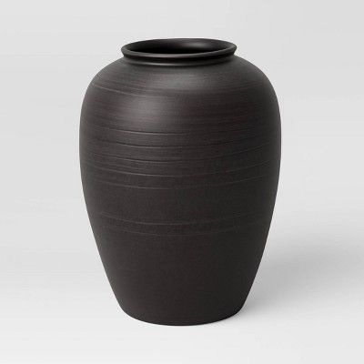 12&#34; x 9.5&#34; Rustic Earthenware Vase Charcoal - Threshold&#8482; | Target