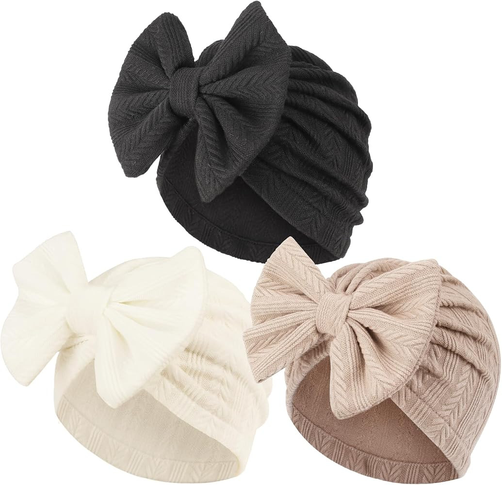 Newborn Baby Girl Hats with Bow Toddler Infant Beanie Cap Newborn Hospital Hats for Baby Girl Kid... | Amazon (US)