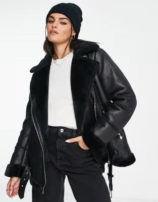 Vila aviator jacket in black | ASOS (Global)