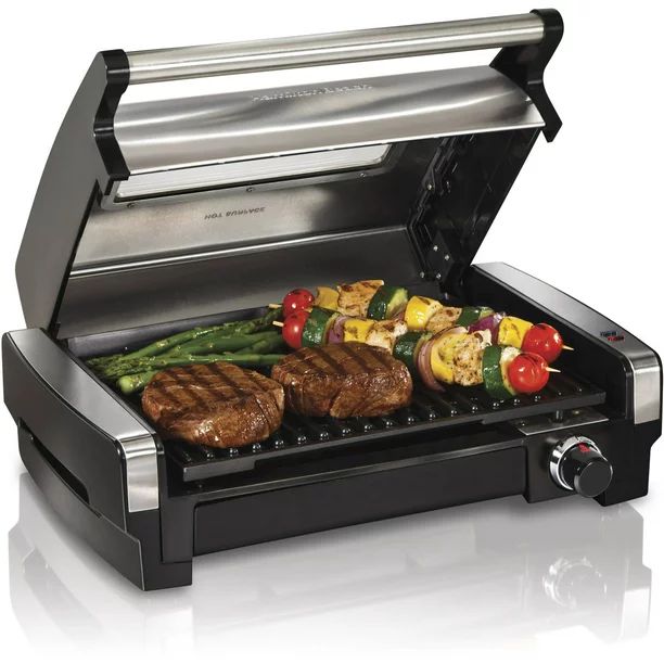 Hamilton Beach Electric Indoor Searing Grill with Removable Plates and Less Smoke, Brushed Metal,... | Walmart (US)