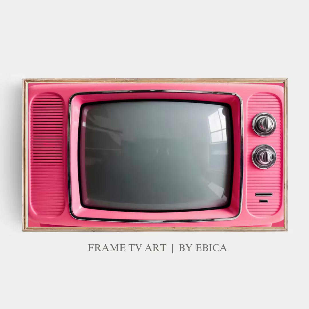 Vintage Samsung Frame TV Art | Retro Pink Television Photo Image | Retro TV Artwork | Blank Turne... | Etsy (US)