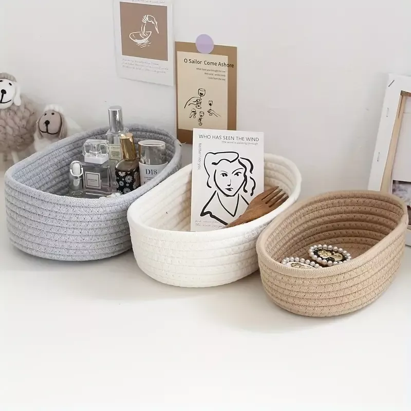 Rope Woven Baskets Storage Cubes Storage Baskets For - Temu