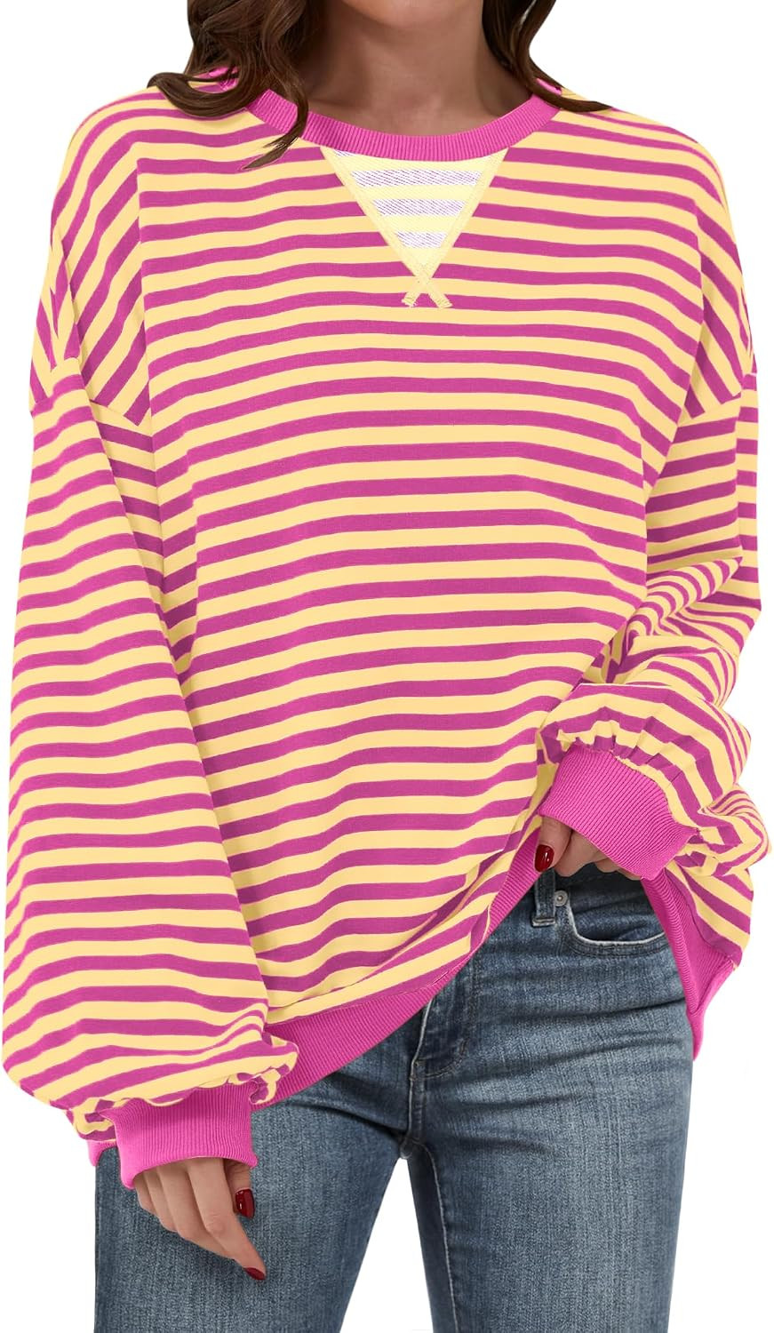 ANRABESS Women’s Striped Oversized Sweatshirts | Amazon (US)