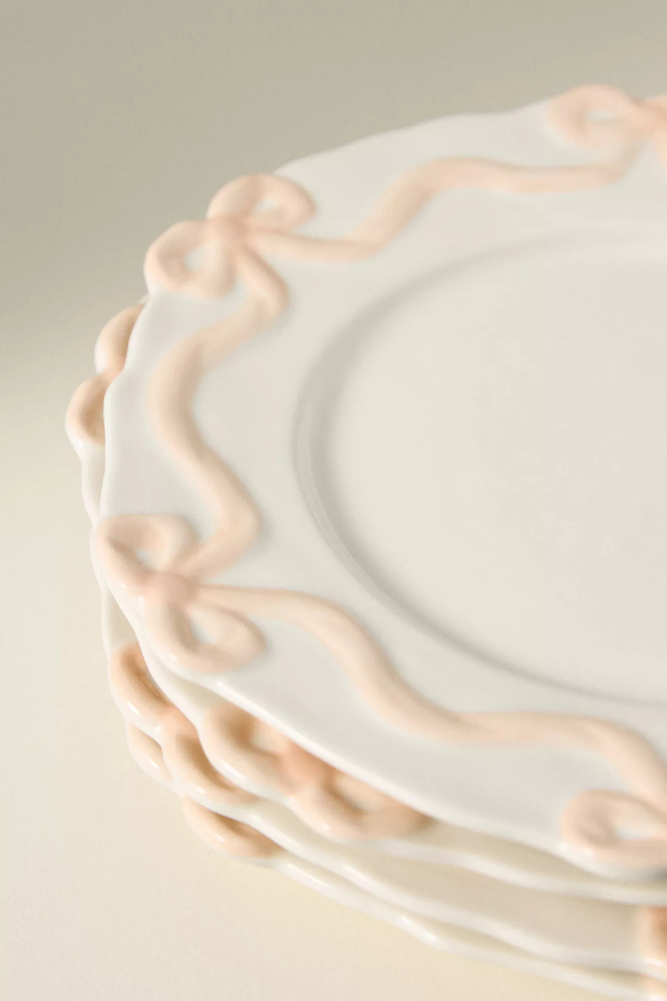 Benedita Bow Stoneware Dinner Plates, Set of 4 | Anthropologie (US)