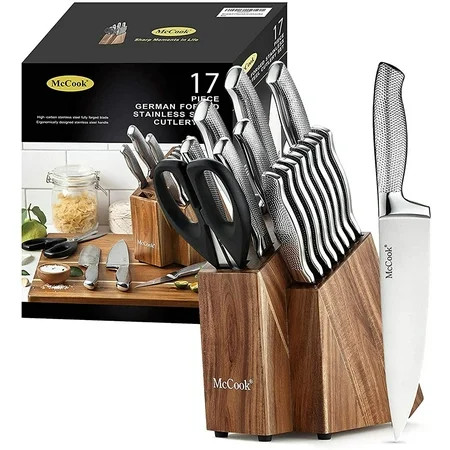 McCook MC20 17pcs Kitchen Knife Set with Block Cutlery Knife Block Set Stainless Steel | Walmart (US)