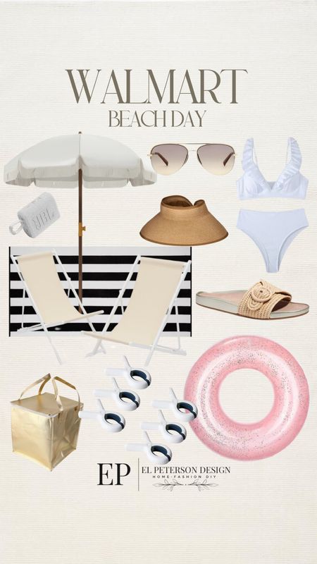 Outdoor umbrella
Portable speaker
Beach towel
Floaties
Ice bag
Towel clips
Sunglasses
Two piece bathing suits
Sunglasses
Straw hat 

#LTKStyleTip #LTKHome