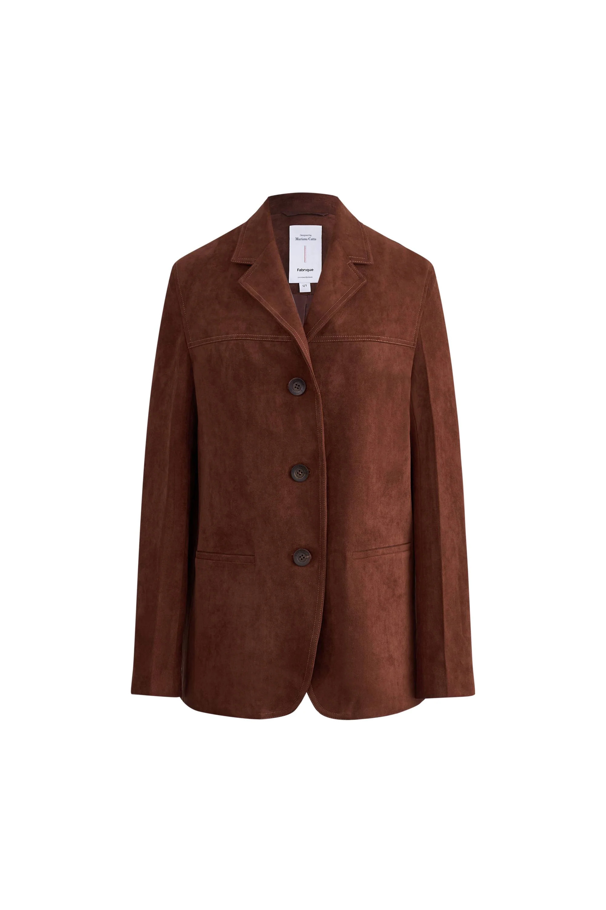 Verdi Curved Hem Loose Suit Blazer in Faux Suede | Fabrique