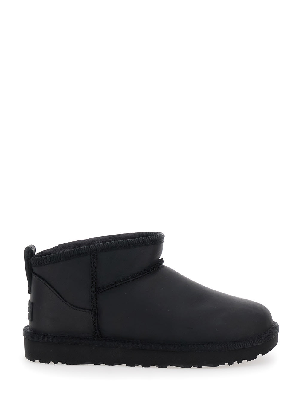 UGG classic Ultra Mini Black Ankle Boots With Shearling Lining In Leather Woman | Italist.com US