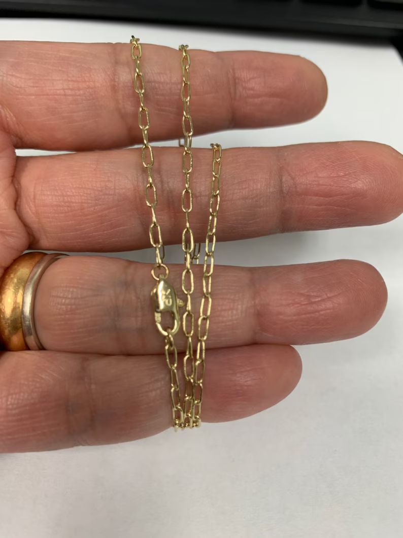 1pc 20'' Ready to Use 14K Gold Filled Thin Rolo Necklace Chain, Small Paperclip Chain Dainty Neck... | Etsy (US)