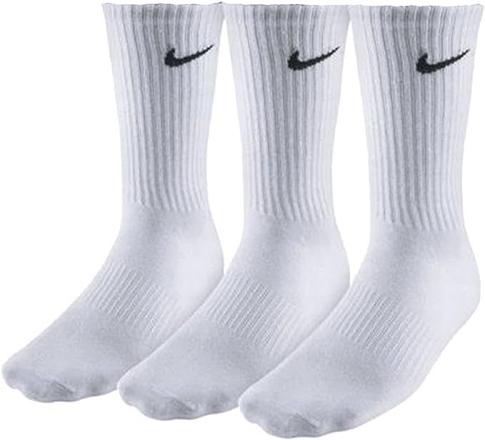 Mens NIKE 3 pair pack white cotton cushioned crew sport socks | Amazon (UK)