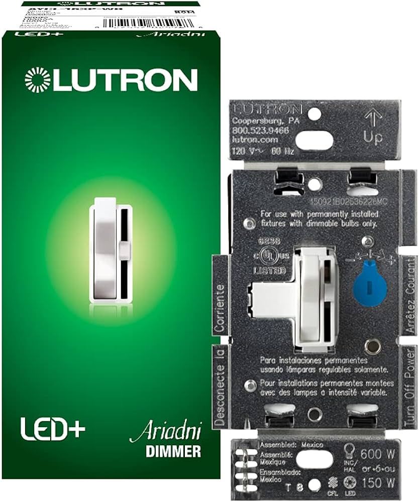 Lutron Ariadni/Toggler LED+ Dimmer | 150-Watt, Single-Pole/3-Way | AYCL-153P-WH | White | Amazon (US)