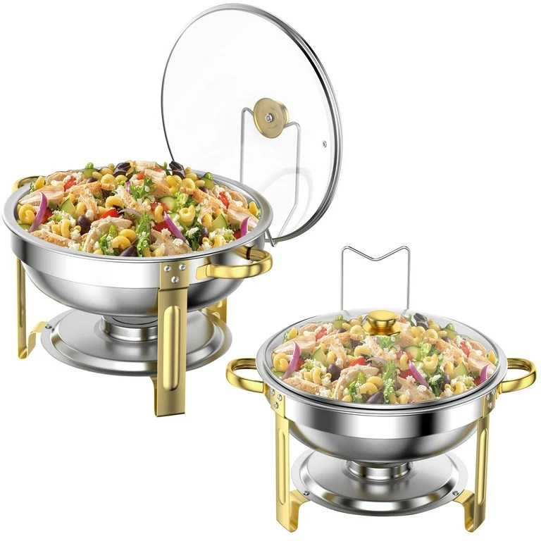 Chafing Dish Buffet Set 2 Pack: TINANA 5QT Stainless Steel Chafing Dishes with Glass Lid & Lid Ho... | Walmart (US)
