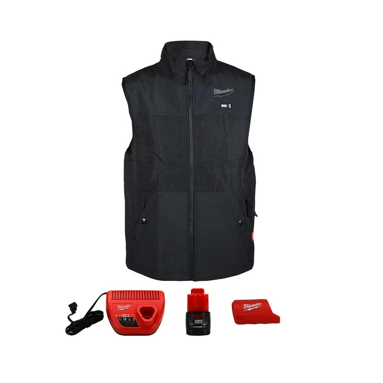 Milwaukee 305B-21S M12 Lithium Ion Black Heated Axis Vest Kit with Charger & Battery (Small) | Walmart (US)