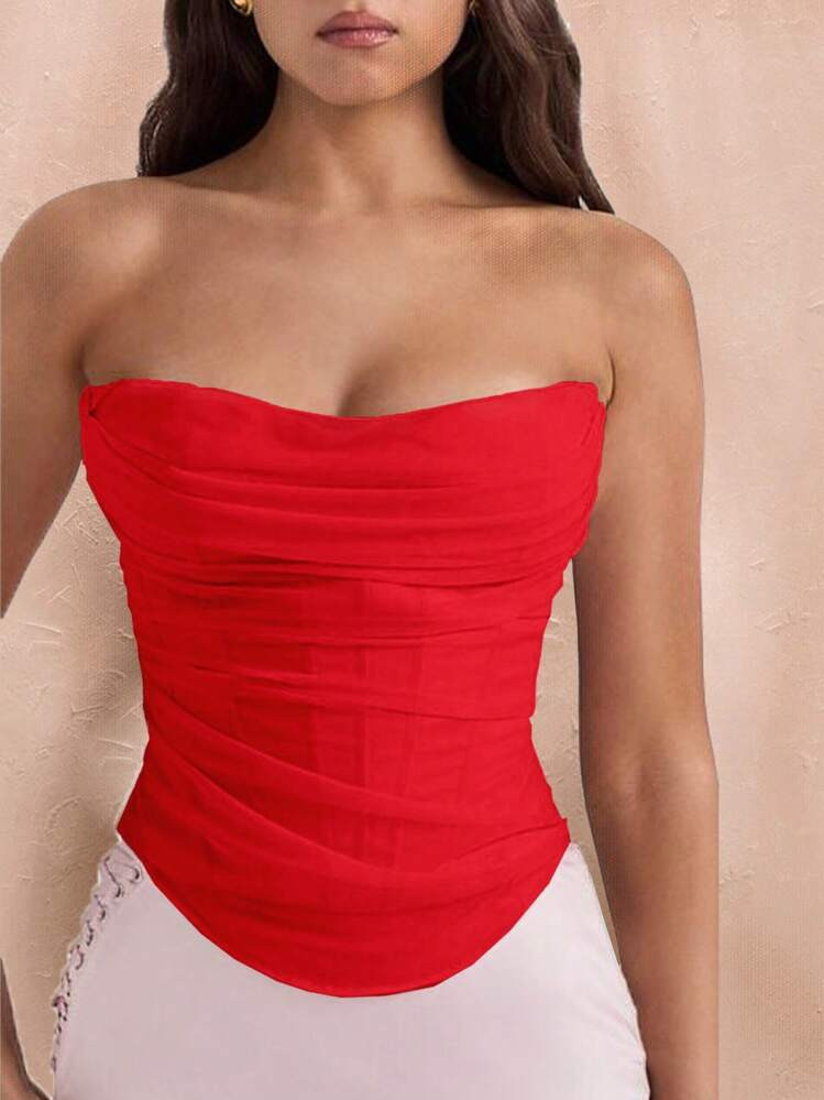 SHEIN BAE Summer White Tube Top Corset Top, Country Concert Outfit Top Tops, Concert Women Outfit... | SHEIN