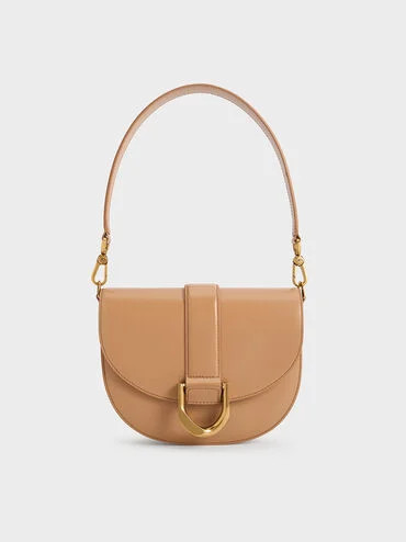 Toffee Gabine Leather Saddle Bag | CHARLES & KEITH | Charles & Keith CA