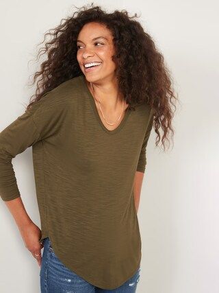 Luxe Long-Sleeve Voop-Neck Tunic T-Shirt for Women | Old Navy (US)