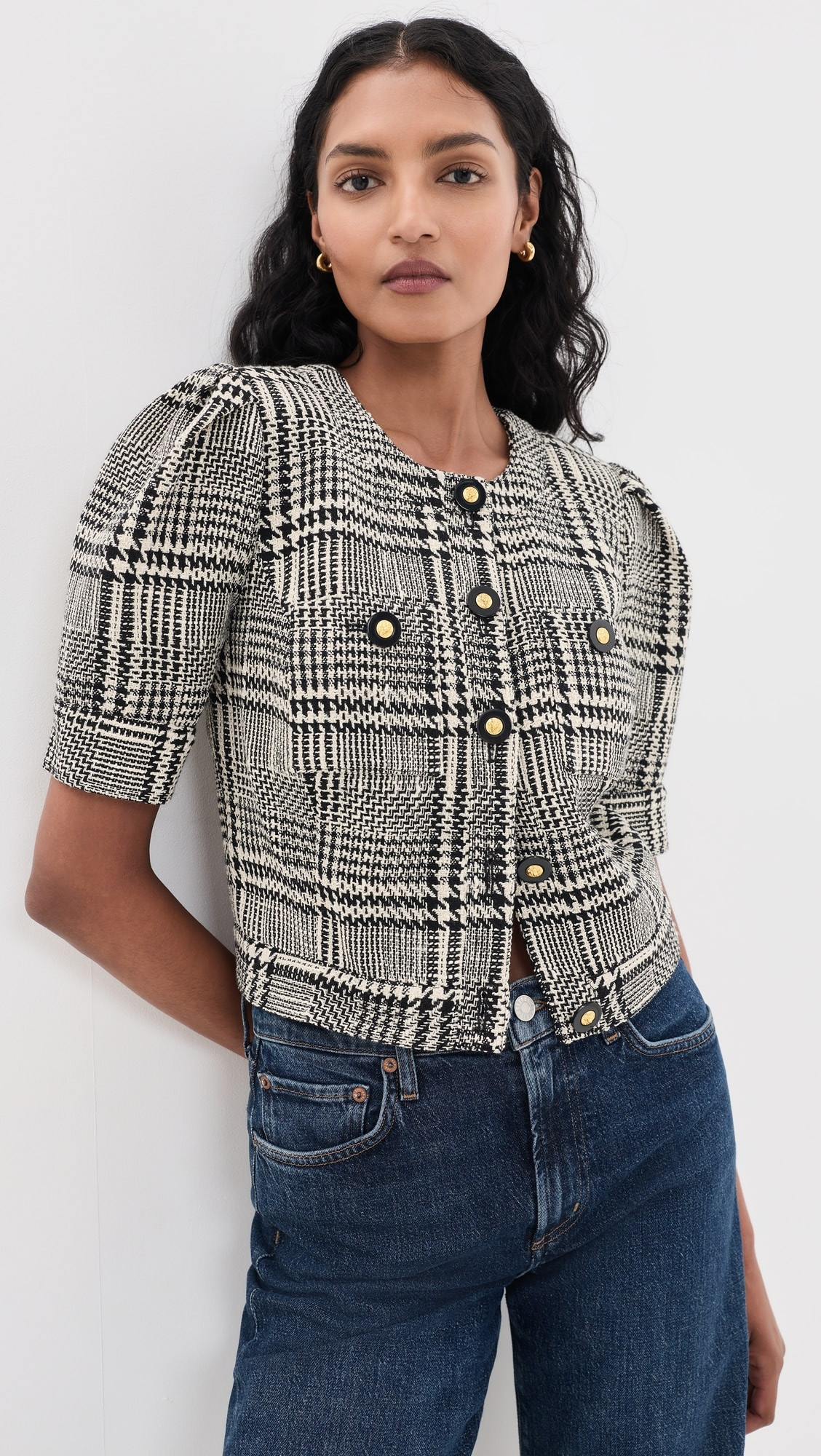 L'AGENCE Allegra Short Sleeve Cropped Jacket | Shopbop | Shopbop
