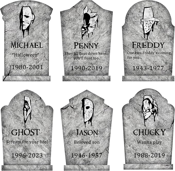 Halloween Decorations Outdoor Graveyard Tombstones: 6ct Large Tombstone Halloween Decor Yard Sign... | Amazon (US)