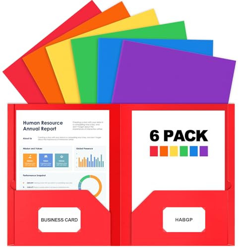 6 Paper Folders with Pockets, Multi Colors Pocket Folders, 6 File Folders | Amazon (US)