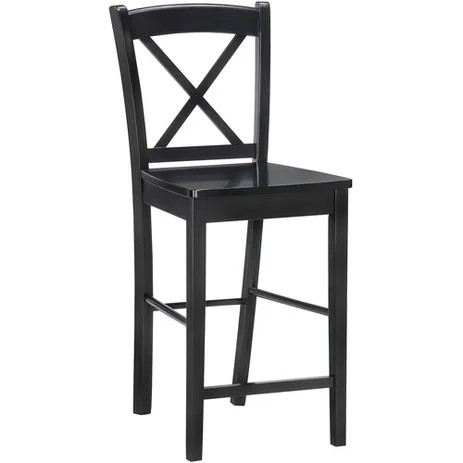 Linon X Back Full Back Barstool, 30" Seat Height, Black Finish | Walmart (US)