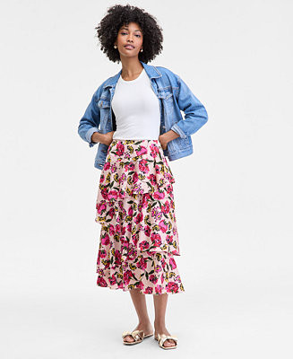 Women's Tiered Ruffle Midi Skirt, Macy's Exclusive | Macy's