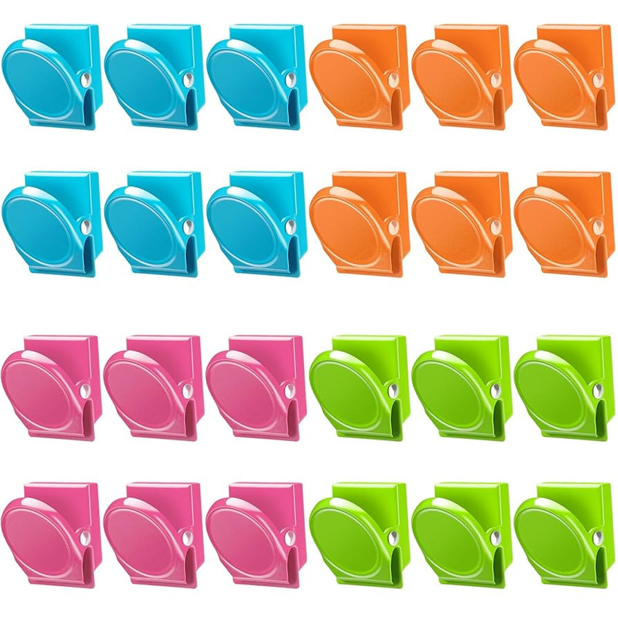 VICNOVA Magnetic Clips, 24 Pieces Magnetic Metal Chip Clips Fridge Magnets Refrigerator Whiteboar... | Amazon (US)