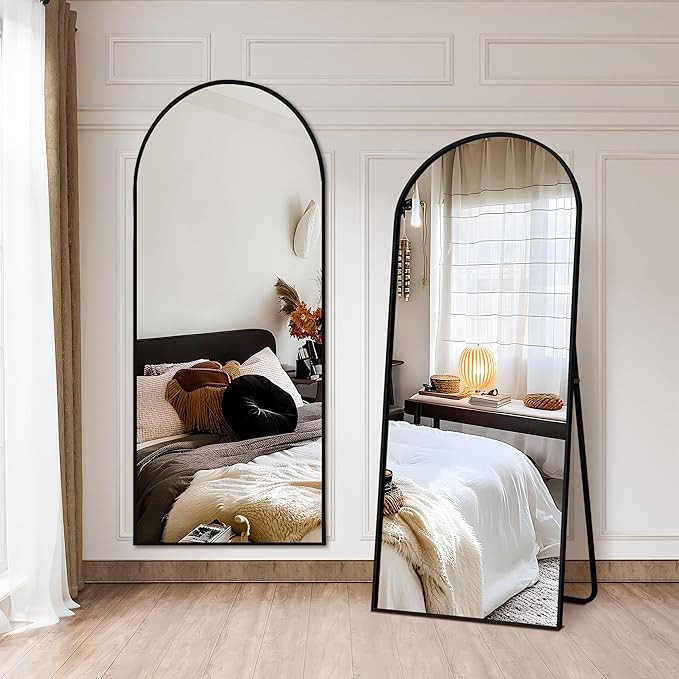 NicBex Arched Full Length Mirror with Stand, 57"x 20" Black Full Body Mirror, Aluminum Alloy Fram... | Amazon (US)