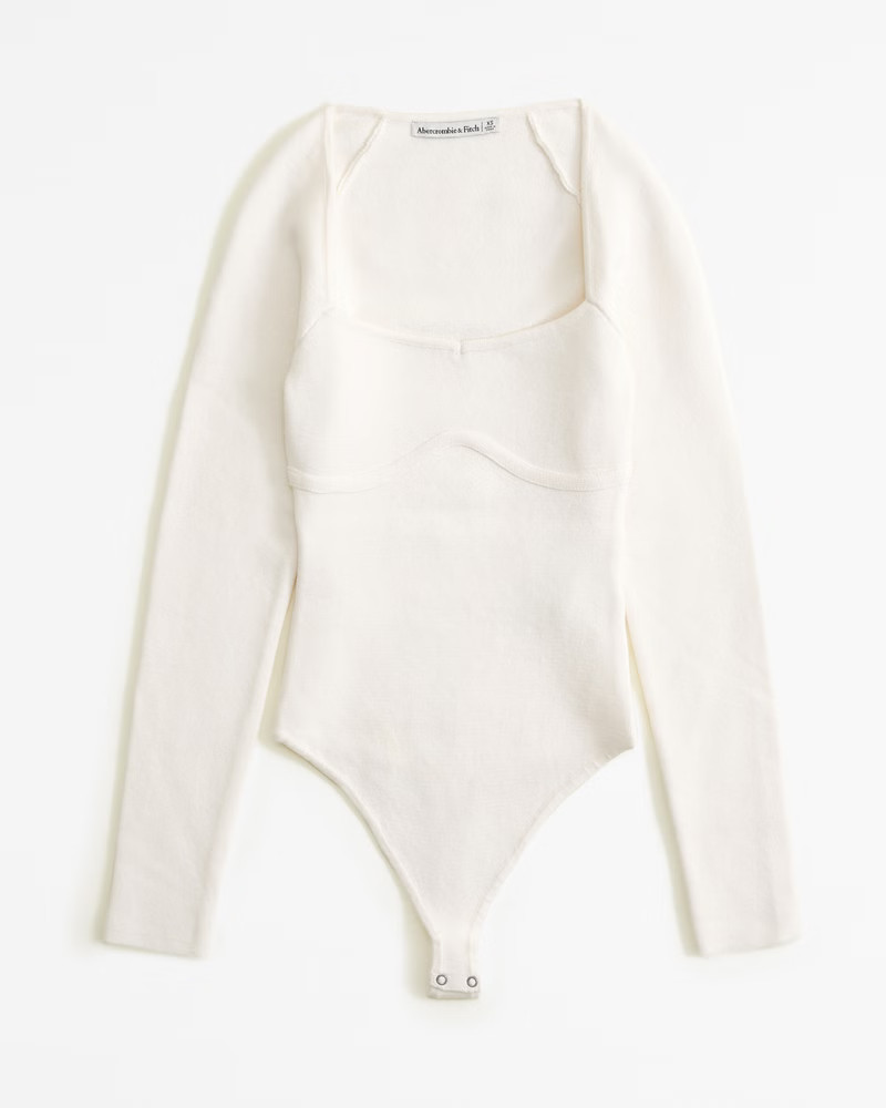 Women's Long-Sleeve Sweetheart Sweater Bodysuit | Women's Tops | Abercrombie.com | Abercrombie & Fitch (US)