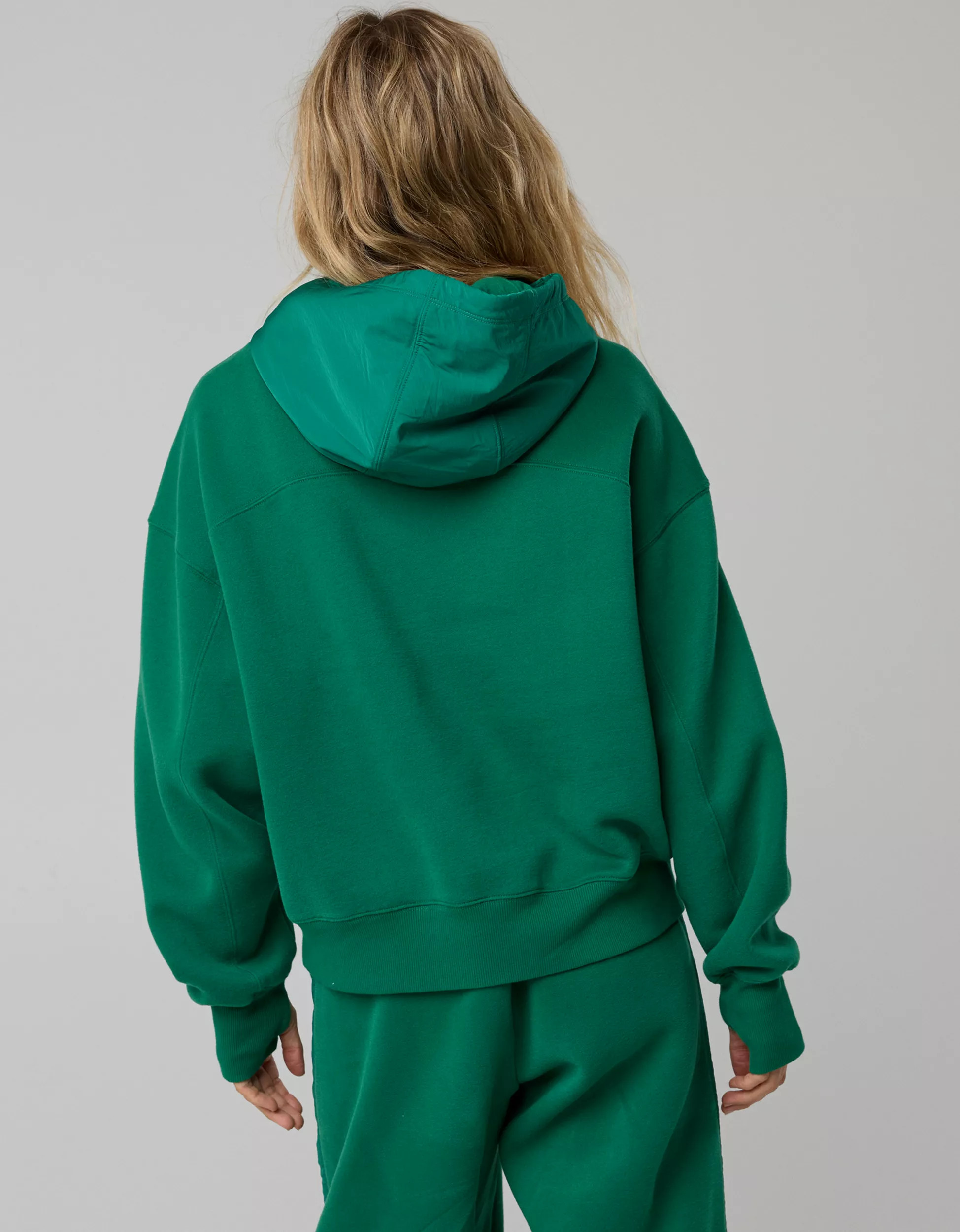 OFFLINE By Aerie Cloud Fleece Aqua Nylon Hoodie | American Eagle Outfitters (US & CA)