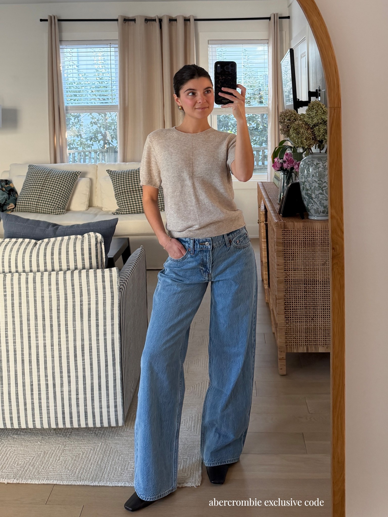 [2/2/26] final day to use my code AFVIVIANE for stackable 15% off | wearing low rise ultra loose (regular length to pair with boots) run true to size or size up 1 for looser fit. Merino Wool Blend Sweater is $35 with my code - so comfy, comes in so many colors. I’m wearing small in light taupe! 

*25-40% Off All Jeans: *Offer valid in stores and online 1/29/2026-2/2/2026 in US/CA. Excludes clearance. Online price reflects discount. 20% Off Almost Everything: *Offer valid in stores and online 1/29/2026-2/2/2026 in US/CA. Exclusions apply as indicated. Online price reflects discount. Promo Code: *Use code AFVIVIANE to get an additional 15% off almost everything in stores and online at checkout from 1/29/26-2/2/26 in US/CA. Exclusions apply. See details online.

#LTKSaleAlert #LTKPetite #LTKSeasonal