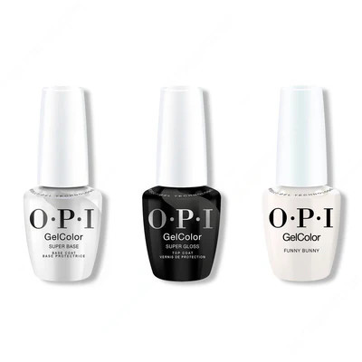 OPI GelColor Intelli-Gel Combo - Super Base Coat, Super Gloss Top Coat & Funny Bunny - White Gel ... | Beyond Polish