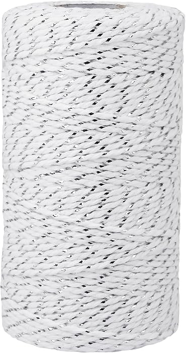 Leecogo Cotton Twine Silver and White Baker String 2mm Thick 328 Feet Christmas Twine for Gift Wr... | Amazon (US)