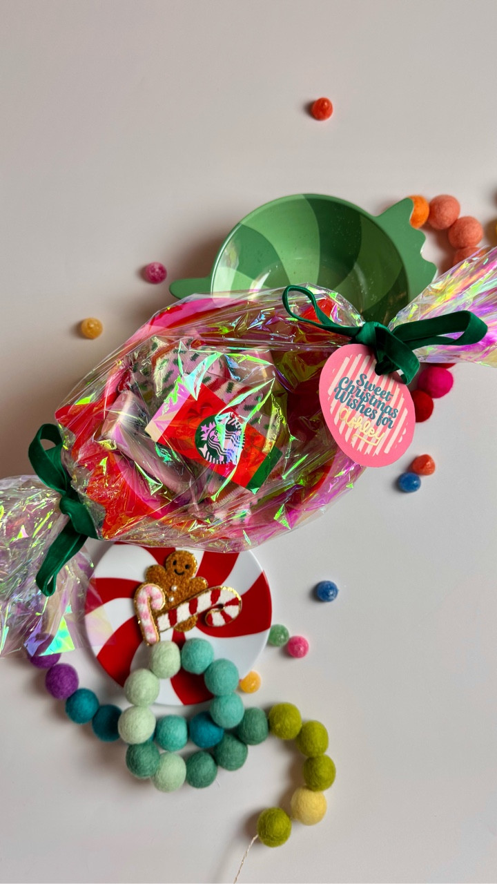 My mom always use to wrap our bigger gifts like a piece of candy, so when I saw these bowls I had to grab them and wrap it just like she would! I had to make a tag for it too! A preview of our large set!

Comment CANDY for the links to everything. How would you gift this? I opted for the cozy things! A favorite treat bowl? A sensory bowl? A breakfast bowl for those Secret Santa gifts at work? I’m thinking oatmeal or a box of mini cereal with a little milk! So many options!